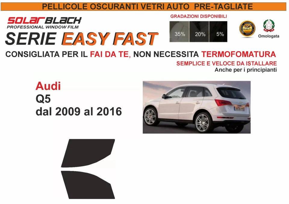pellicole oscuranti vetri pre-tagliata audi q5 dal 2009-2016 kit ant E F - Imagen 1 de 1