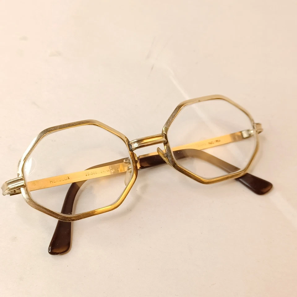 Vintage Raybert Eyeglasses Frames Hexolux Gold Octagon 48/20 - Image 1 of 4