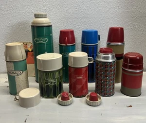 Termo de vacaciones King Seeley de colección de los años 50 hecho en EE. UU. Granero encontrar lote 8 + piezas ¡GUAU!! - Imagen 1 de 24