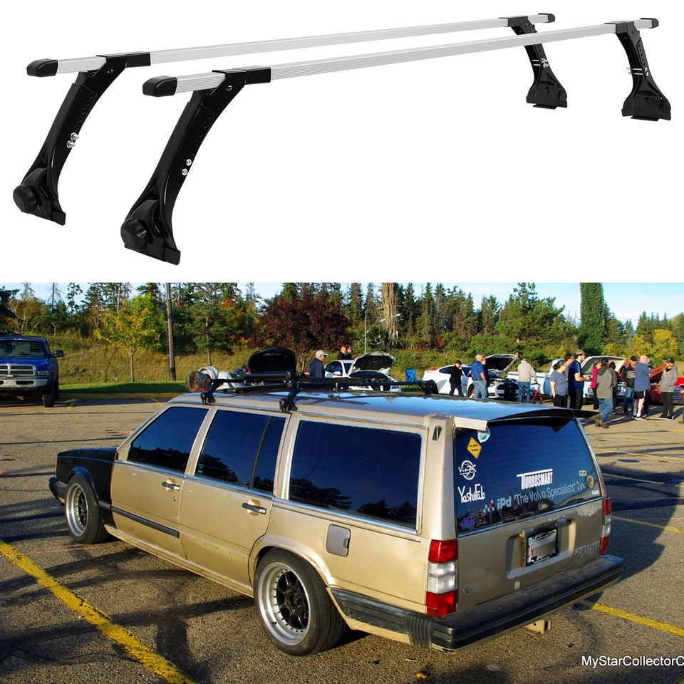 63" Rain Gutter Roof Rack Cross Bars Cargo Luggage Carrier For Volvo 740 Wagon Foto 1 de 4