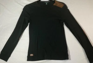 Lauren Ralph Lauren Womens Black Long Sleeve Shirt With Tan Elbow Patches Size M - Picture 1 of 3