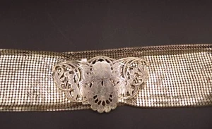 Fabulous Art Nouveau Edwardian Ladies Silver Plate Mesh Belt - Picture 1 of 9