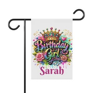 Custom Name Flag, Birthday Girl decor Double-Sided Spring Flag, Personalized - Picture 1 of 9