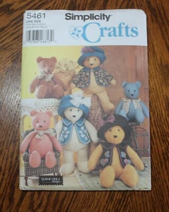 Simplicity 5461 Crafts Elaine Heigl Teddy Bear Pattern, UNCUT - Picture 1 of 3