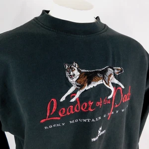 Vintage Headwaters Herren schwarz Wolf Leader Pack Sweatshirt Natur bestickt Gr. L - Bild 1 von 13