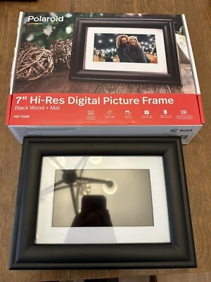 Polaroid Digital Photo Frame 7” Hi-Res Picture Screen Black Wood Open Box - Image 1 of 4