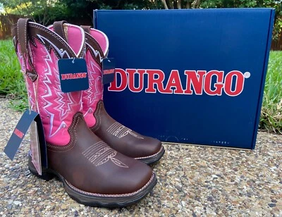 NUEVAS Botas de Vaquero del Oeste Durango® Dama Rebel Rosa Cinta Cuero Marrón RD3557 Foto 1 de 4