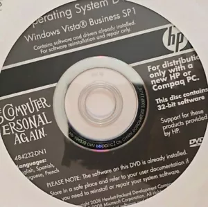 HP Windows Vista Business 32 Bit Operating System SP1 Reinstallation Repair PC - Picture 1 of 1