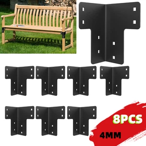 8X 4mm Garage Workbench Legs Corner Brackets for DIY Shop Tables, Shelves Black - Picture 1 of 23