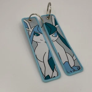 Pokémon Glaceon Jet Tag Double-Sided Embroidered Keychain ~ FREE US SHIPPNG - Picture 1 of 3