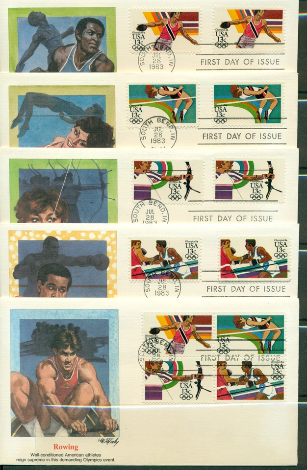 1983 FDC Set of 5 - Scott# 2048-51 - Summer Olympics - Fleetwood Cachet UA - Image 1 of 1