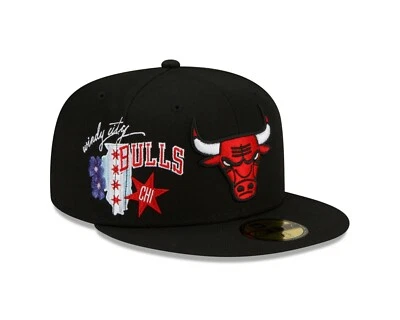 Gorra ajustada 59FIFTY remendada inspirada en el estado de los Chicago Bulls New Era - negra Foto 1 de 4