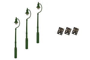 LML-SSGR DCC Concepts 4mm Scale Swan-Neck Street/Platform Lamps - Green (3 pack) - Picture 1 of 1