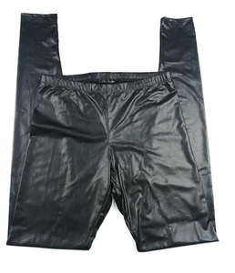 Legierung Bekleidung Kunstleder Leggings Damen Gr. schwarz Stretch dünne Hose zum Anziehen - Bild 1 von 6