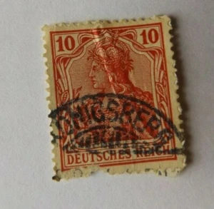 Rare Deutsches Reich Red Stamp With Post Mark On It From Konigsberg - Picture 1 of 2