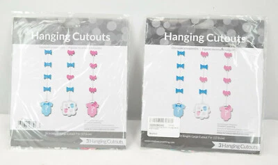 Recortes colgantes con moño o pajarita baby shower revelación de género fiesta (paquete de 2) TF Foto 1 de 4