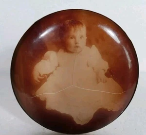 Columbia Medallion Studios Chicago Antique Photographic Button Baby Photo Crack - Picture 1 of 4