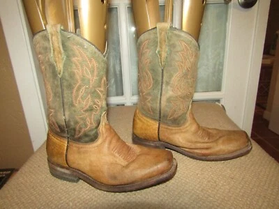 Botas de Vaquero CORRAL E1476 Cuero Envejecido Puntera Cuadrada Marrón Juvenil talla 13 Foto 1 de 4