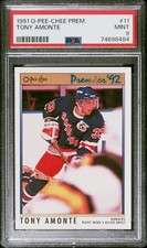1991/92 O-PEE-CHEE PREMIER NHL HOCKEY CARD #11 TONY AMONTE ROOKIE PSA 9 MINT