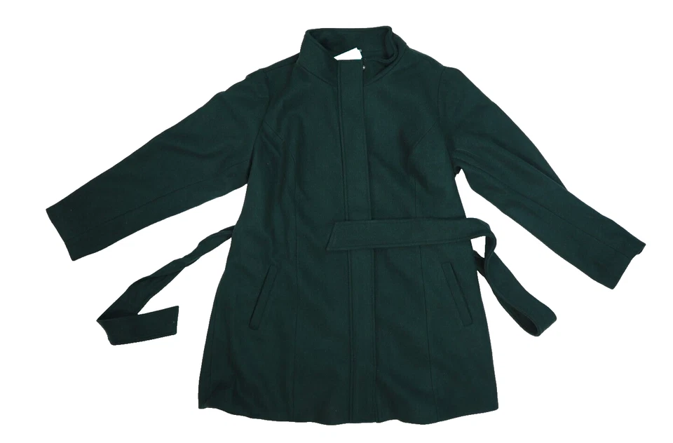 41 Abrigo Hawthorn Ava Verde Oscuro Cinturón Atado Cremallera Chaqueta Mujer Plus 2X Foto 1 de 4