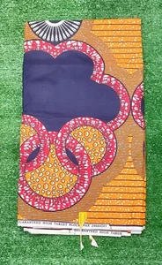African Polycotton Wax Print Fabric Ankara For Sewing & Crafting 6 Yards - Picture 1 of 7