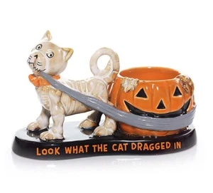 YANKEE CANDLE BONEY BUNCH 2016 GUARDA COSA HA TRASCINATO IL GATTO PORTACANDELE HTF - Foto 1 di 3