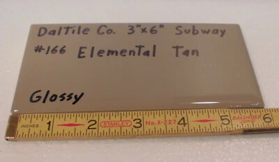 1 pc. Elemental Tan by Daltile #K166;  3" X 6"  Glossy Ceramic Tile; Light Brown - Image 1 of 4