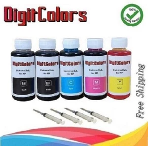 4 color Ink Refill Kit for HP 60/61/62/63/64/65/67/XL Ink Cartridges with 2 BK - Picture 1 of 3