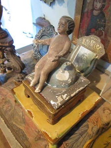 Mexikanischer Kolonialholz geschnitzt Jesus auf Holzständer - Bild 1 von 3