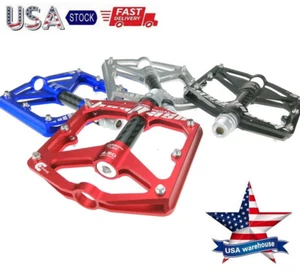 Aluminum Carbon Road MTB Mountain Bike XC AM Bicycle Pedal 3 Bearing Flat Pedals - Picture 1 of 13