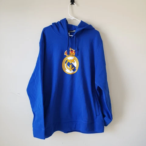 Adidas Real Madrid Hoodie Sweatshirt Mens 2XL XXL Blue Soccer La Liga NWT Cover