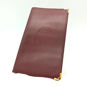 Cartier Wallet Leather Purse Must de Logo Calfskin Bifold - Picture 1 of 20