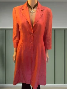 Rare Vintage Coat 1990s Linen Coat Long Button Up Australian Vintage Size M - Picture 1 of 6