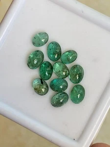Fine Natural Zambian Emerald Oval Cabochon/4.60 MM Vintage Emerald Cabochon 11pc - Picture 1 of 5