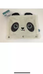 Fuzzy & Glitter PANDA Pencil Case Pouch For 3 Ring Binder Cosmetic Zipper Bag - Picture 1 of 8