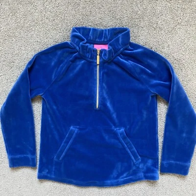 Camisa de terciopelo azul 1/4 cremallera Lilly Pulitzer talla S (4-5) para niñas Foto 1 de 4