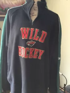NHL Minnesota Wild Mens Pullover Sweater Color Black Size 2XL By CCM With Pocket - Picture 1 of 11