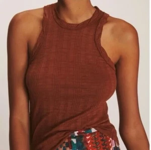Camiseta sin mangas Anthropologie Pilcro acanalada para mujer pequeña boho informal elegante marrón modal - Imagen 1 de 10