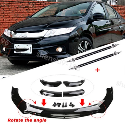 Front Bumper Lip Spoiler Splitter Protector+ Strut Rods For Honda City 2010-2022 Foto 1 de 4
