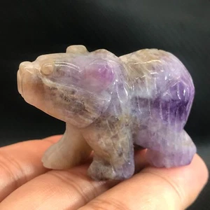1 pieza Natural Sueño Amatista Oso Calavera Cuarzo Cristal Tallado a Mano Reiki Gema 2" - Imagen 1 de 11