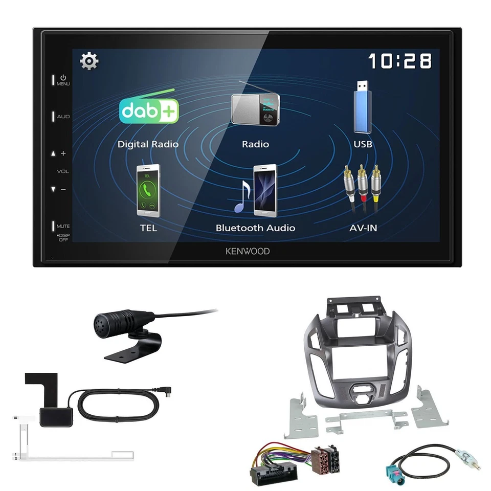 Kenwood DMX129DAB Autoradio für Ford Tourneo Transit Connect Pegasus mit Display