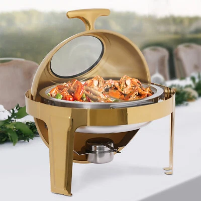 8L/8.45qt Round Chafing Dish Stainless Steel Chafer Buffet Catering Warmer Set - Image 1 of 4