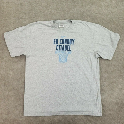 Ed Conroy Citadel Basketball T-shirt Mens Large Gray Crew Neck NCAA Nike Cover