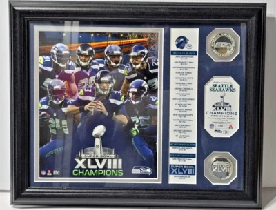 SEATTLE SEAHAWKS SUPER BOWL 48 CHAMPIONS "BANNER" SILVER COIN PHOTO MINT - Image 1 of 4