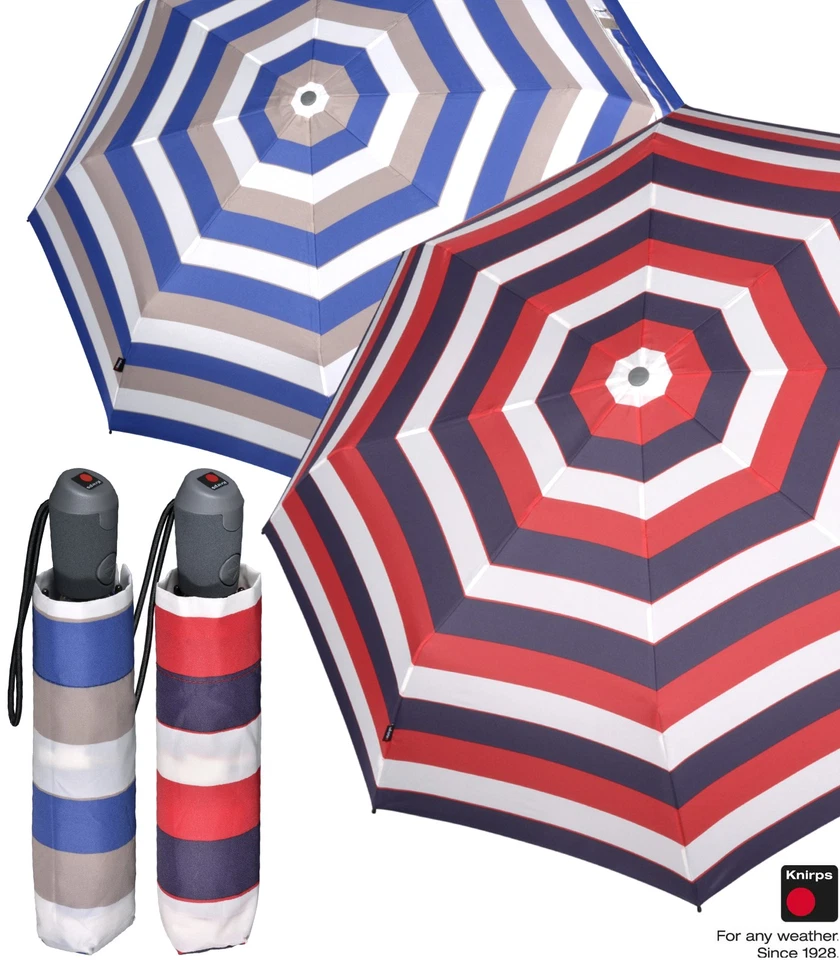Knirps Regenschirm Taschenschirm Damen E.200 Auf-Zu-Automatik leicht Stripe