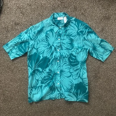 Camisa Liz Claiborne Azul Estampado Floral Abotonada Hombre Manga Corta Talla XL Foto 1 de 4