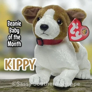 ♡ KIPPY ♡ 2003 Ty Beanie Babies Marrón y Blanco Perro Bebé BBOM Etiqueta *MWMT* - Imagen 1 de 4