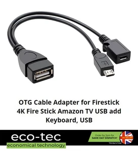 2-in-1 Micro USB OTG Adapter Power Cable Splitter HDD for Amazon Firestick 4K TV - Picture 1 of 5