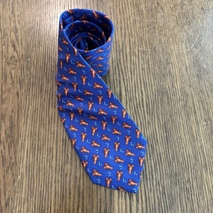 Tom James Silk Tie Blue with Lobsters Ocean Novelty Preppy Father's Day Made USA - Picture 1 of 9
