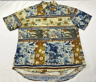 Camisa Rara De Colección Jams World Hawaiana Abotonada Talla M Arte Abstracto Palmeras Floral Foto 1 de 4